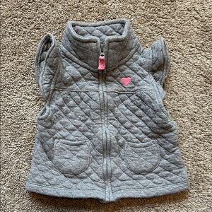 Carter's Gray Quilted Vest with Pink Trim
